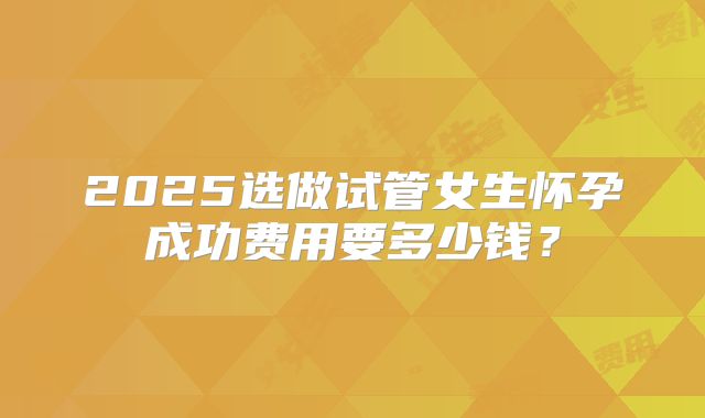 2025选做试管女生怀孕成功费用要多少钱?