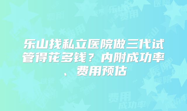 乐山找私立医院做三代试管得花多钱？内附成功率、费用预估