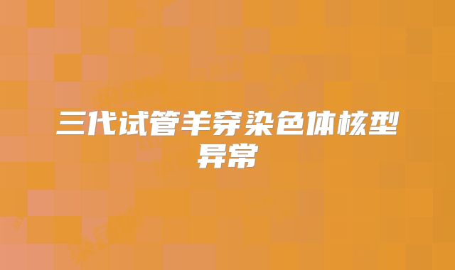 三代试管羊穿染色体核型异常