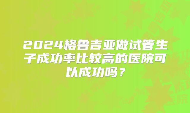 2024格鲁吉亚做试管生子成功率比较高的医院可以成功吗?