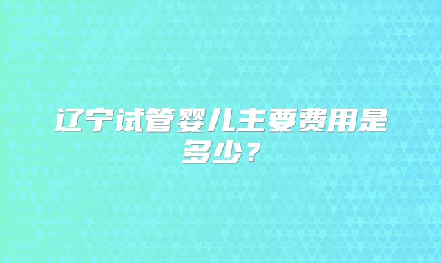 辽宁试管婴儿主要费用是多少？