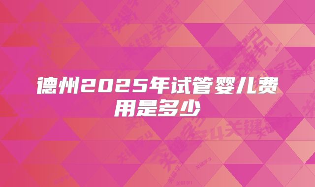 德州2025年试管婴儿费用是多少