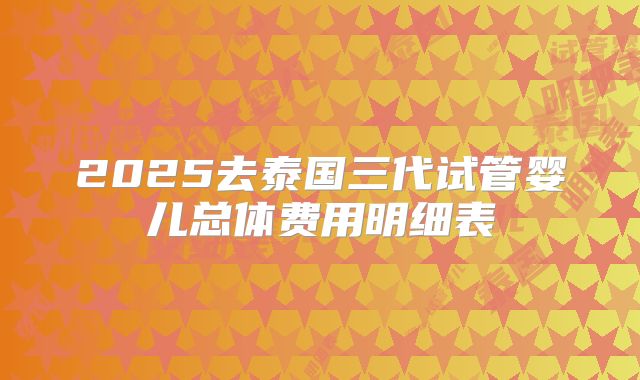 2025去泰国三代试管婴儿总体费用明细表