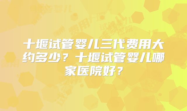 十堰试管婴儿三代费用大约多少？十堰试管婴儿哪家医院好？