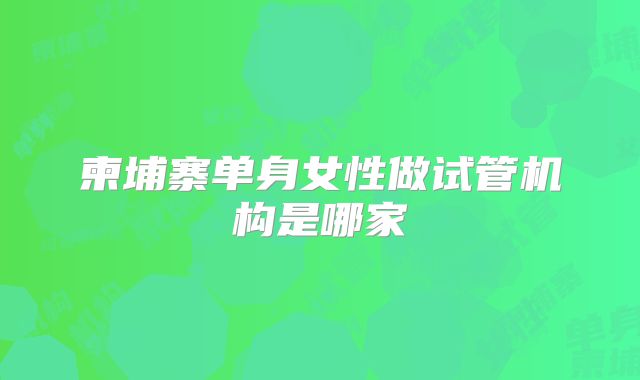 柬埔寨单身女性做试管机构是哪家