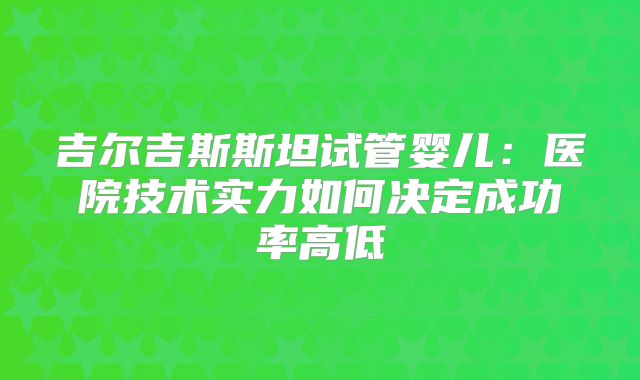 吉尔吉斯斯坦试管婴儿:医院技术实力如何决定成功率高低