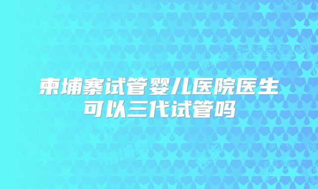柬埔寨试管婴儿医院医生可以三代试管吗