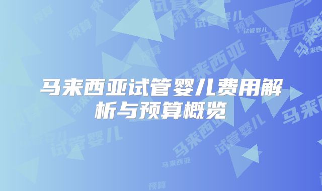 马来西亚试管婴儿费用解析与预算概览