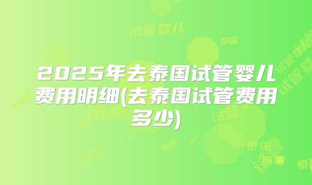 2025年去泰国试管婴儿费用明细(去泰国试管费用多少)