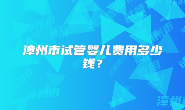 漳州市试管婴儿费用多少钱？