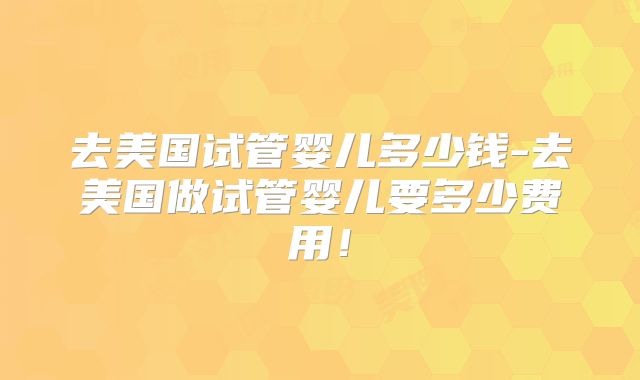 去美国试管婴儿多少钱-去美国做试管婴儿要多少费用！