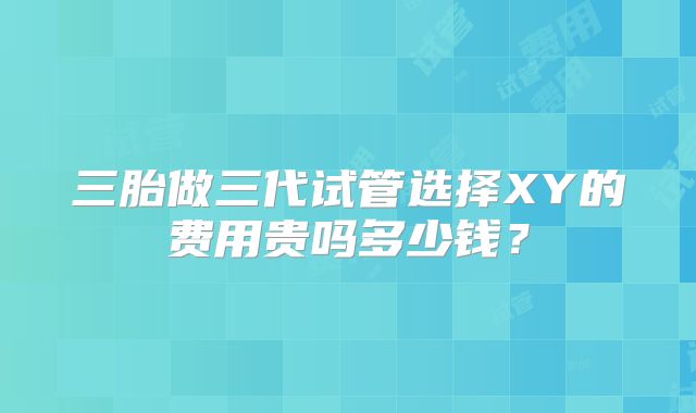 三胎做三代试管选择XY的费用贵吗多少钱？