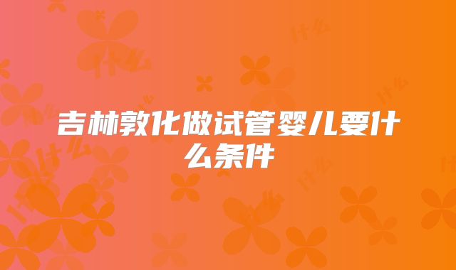 吉林敦化做试管婴儿要什么条件