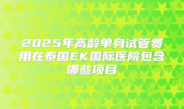 2025年高龄单身试管费用在泰国EK国际医院包含哪些项目