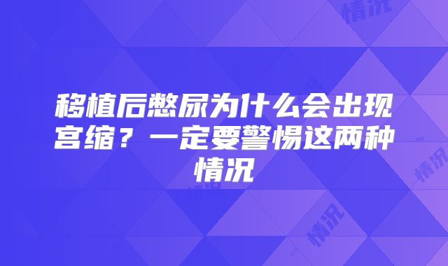 移植后憋尿为什么会出现宫缩?一定要警惕这两种情况