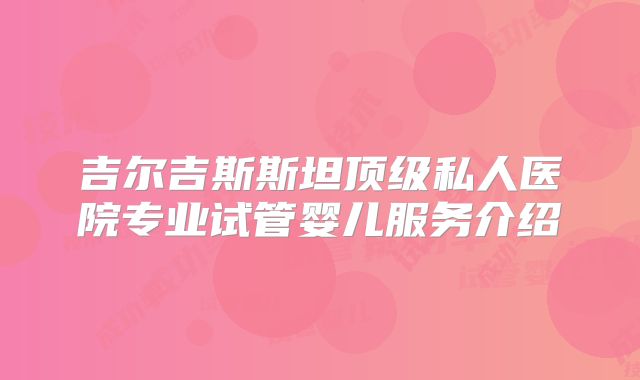 吉尔吉斯斯坦顶级私人医院专业试管婴儿服务介绍