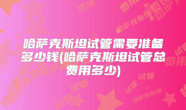 哈萨克斯坦试管需要准备多少钱(哈萨克斯坦试管总费用多少)