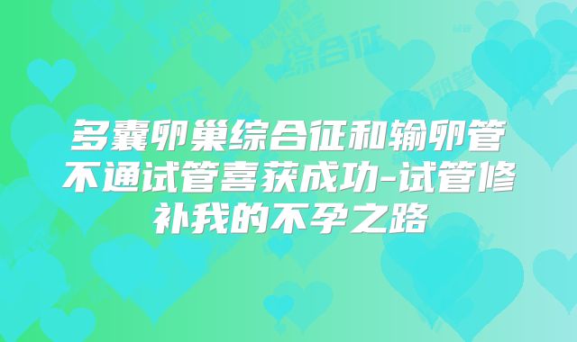 多囊卵巢综合征和输卵管不通试管喜获成功-试管修补我的不孕之路