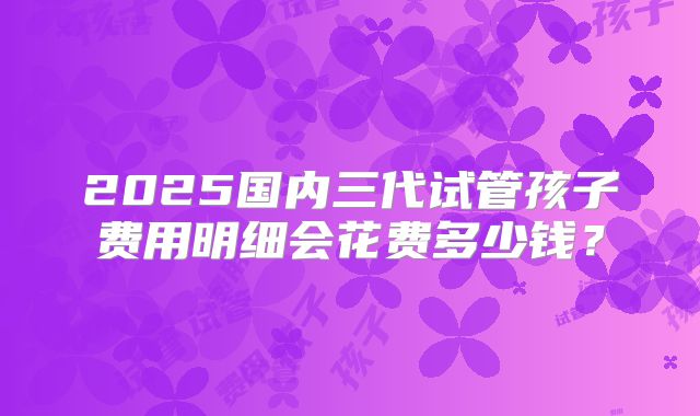2025国内三代试管孩子费用明细会花费多少钱？