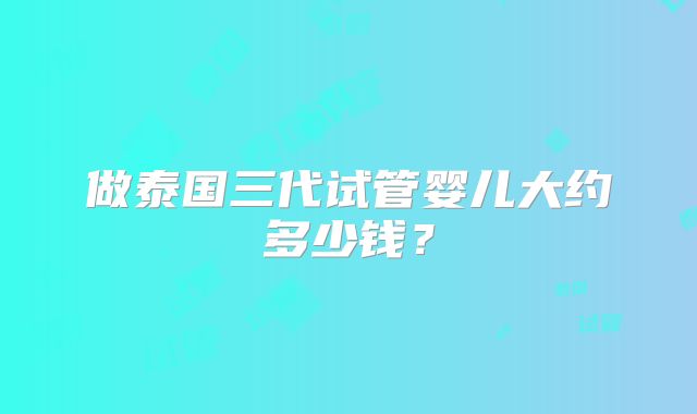 做泰国三代试管婴儿大约多少钱？