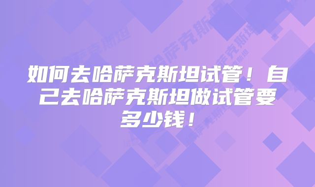 如何去哈萨克斯坦试管！自己去哈萨克斯坦做试管要多少钱！