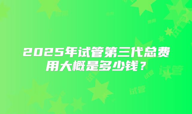 2025年试管第三代总费用大概是多少钱？