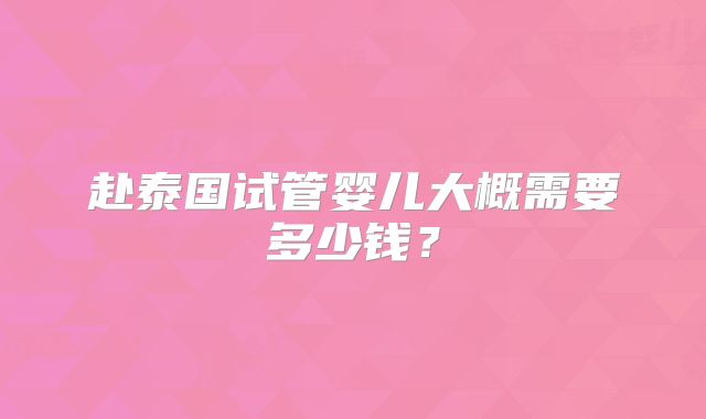 赴泰国试管婴儿大概需要多少钱？