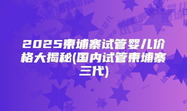 2025柬埔寨试管婴儿价格大揭秘(国内试管柬埔寨三代)
