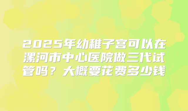 2025年幼稚子宫可以在漯河市中心医院做三代试管吗?大概要花费多少钱