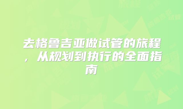 去格鲁吉亚做试管的旅程，从规划到执行的全面指南