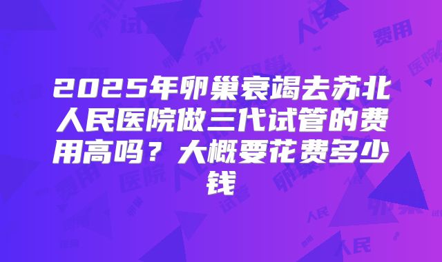 2025年卵巢衰竭去苏北人民医院做三代试管的费用高吗？大概要花费多少钱