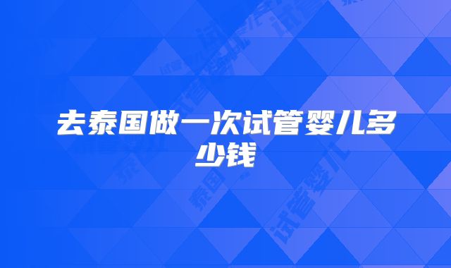 去泰国做一次试管婴儿多少钱