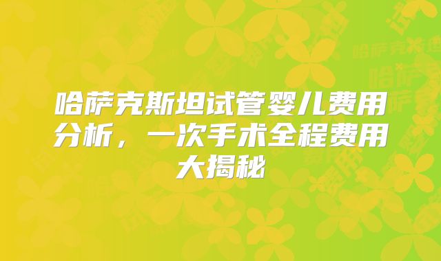 哈萨克斯坦试管婴儿费用分析，一次手术全程费用大揭秘