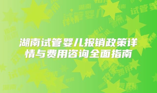 湖南试管婴儿报销政策详情与费用咨询全面指南