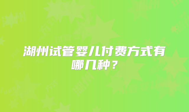 湖州试管婴儿付费方式有哪几种？