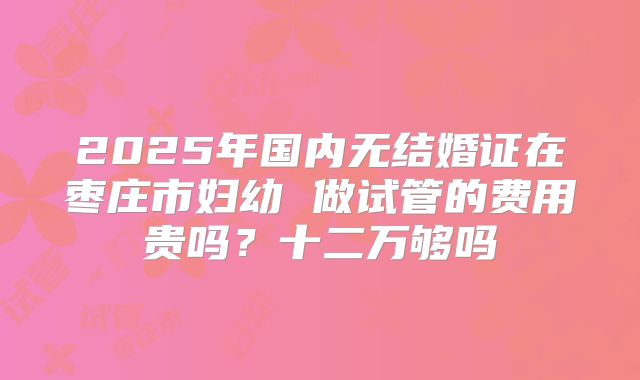2025年国内无结婚证在枣庄市妇幼 做试管的费用贵吗？十二万够吗