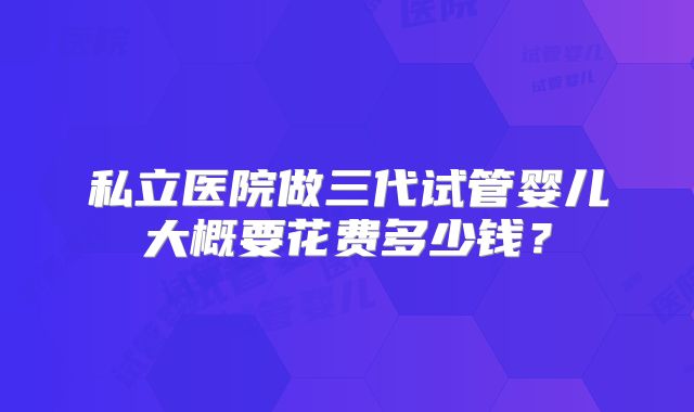 私立医院做三代试管婴儿大概要花费多少钱?