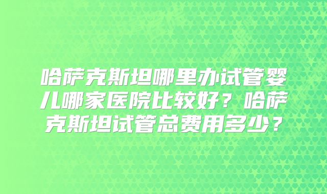 哈萨克斯坦哪里办试管婴儿哪家医院比较好？哈萨克斯坦试管总费用多少？