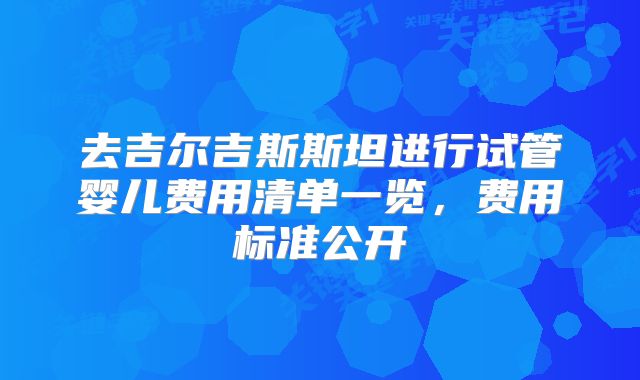 去吉尔吉斯斯坦进行试管婴儿费用清单一览，费用标准公开