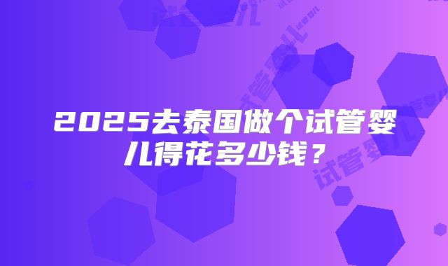 2025去泰国做个试管婴儿得花多少钱？