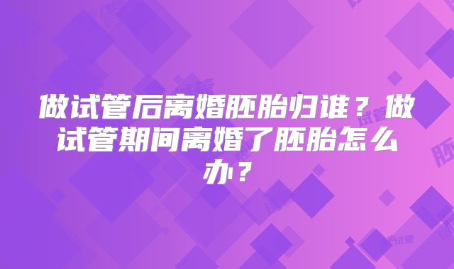 做试管后离婚胚胎归谁?做试管期间离婚了胚胎怎么办?