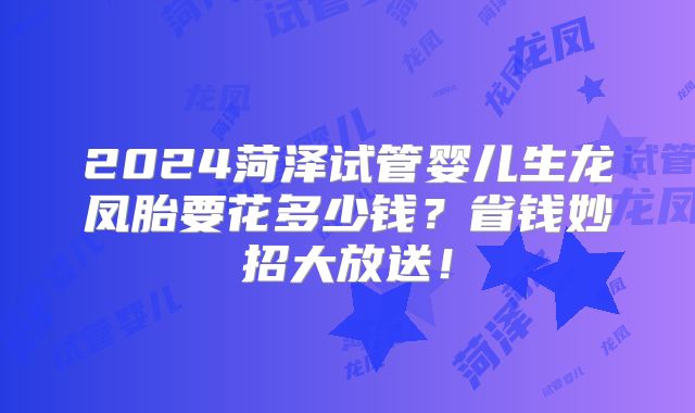 2024菏泽试管婴儿生龙凤胎要花多少钱?省钱妙招大放送!