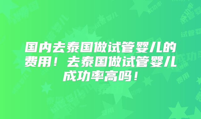 国内去泰国做试管婴儿的费用！去泰国做试管婴儿成功率高吗！