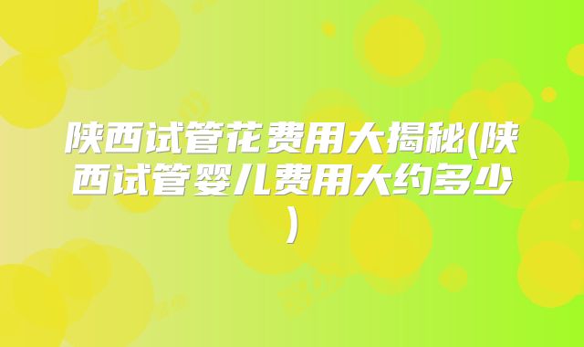 陕西试管花费用大揭秘(陕西试管婴儿费用大约多少)