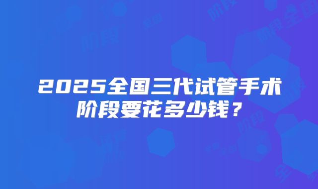 2025全国三代试管手术阶段要花多少钱？