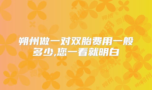 朔州做一对双胎费用一般多少,您一看就明白