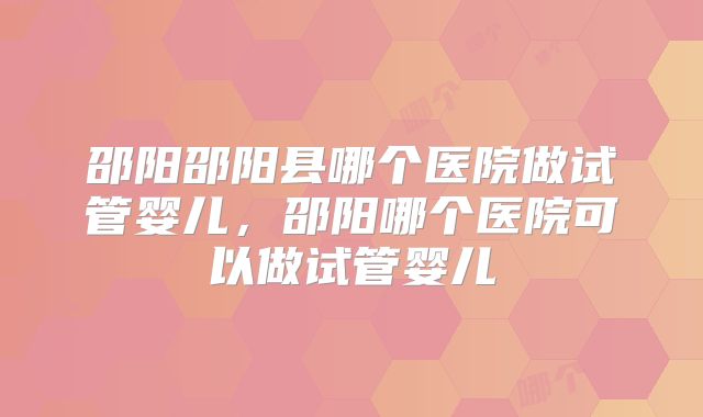 邵阳邵阳县哪个医院做试管婴儿，邵阳哪个医院可以做试管婴儿