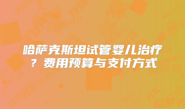 哈萨克斯坦试管婴儿治疗？费用预算与支付方式