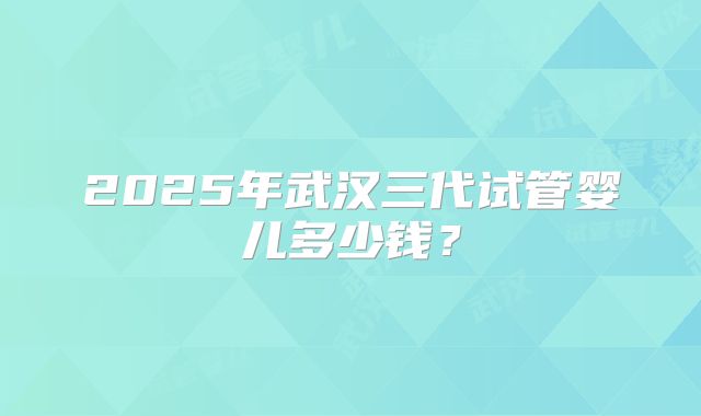 2025年武汉三代试管婴儿多少钱？