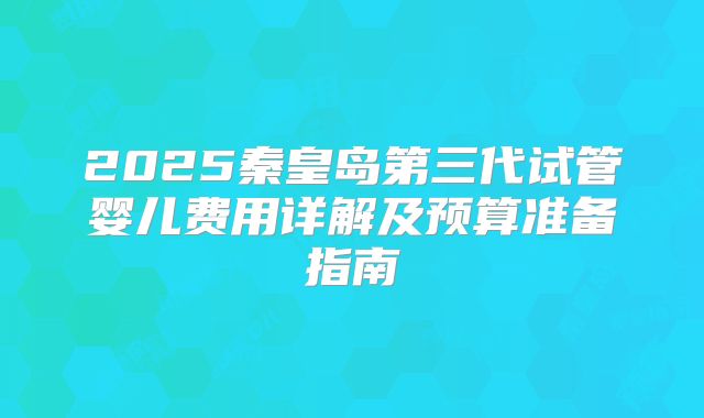 2025秦皇岛第三代试管婴儿费用详解及预算准备指南
